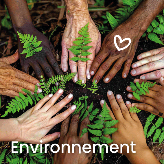 Des mains en cercle pour représenter la protection de l'environnement